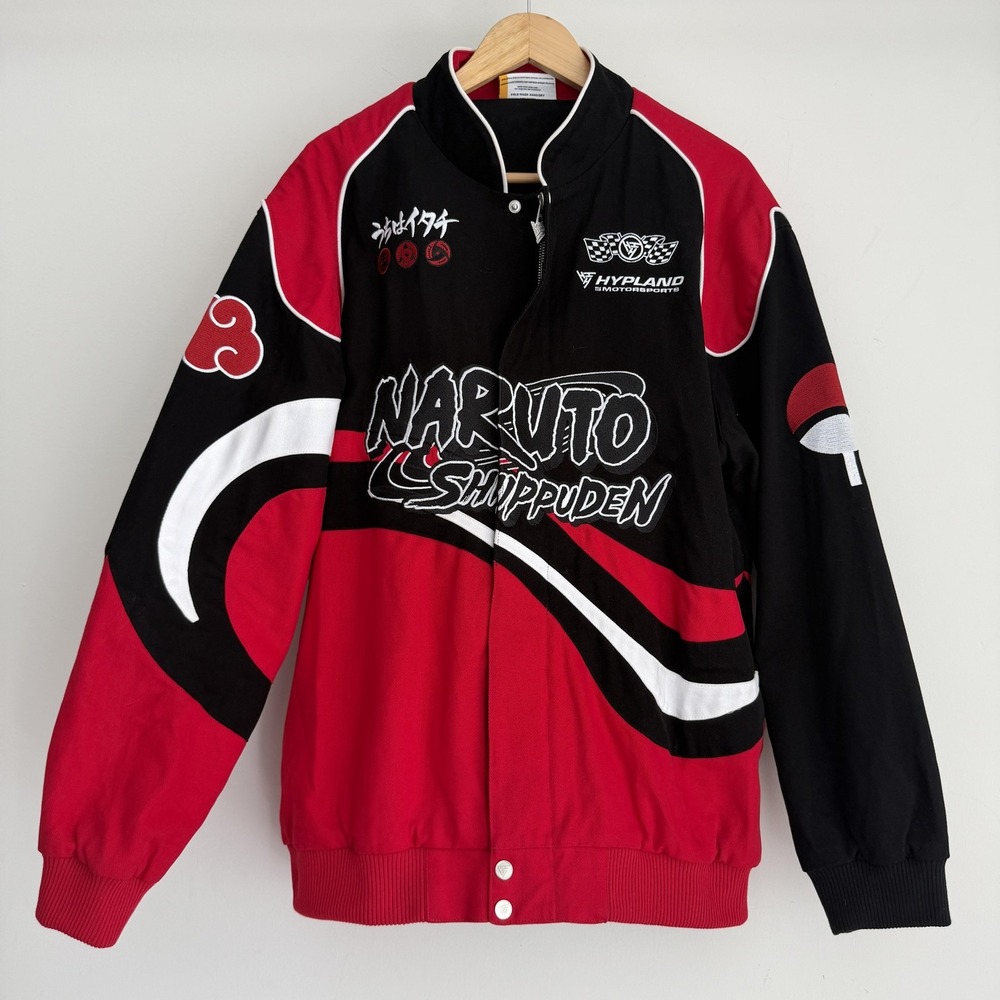 Hypland X Naruto Shippuden Jacket Mens XL Black Red Varsity Itachi Racing Anime